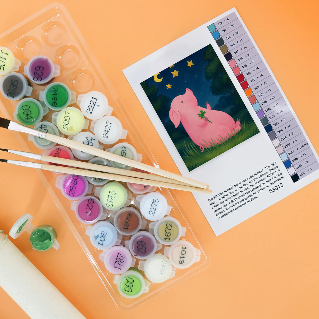 Malowanie według numerów świnia Szczęście Design Motywy zwierzęce, dobra energia, zabawne powiedzonka, zwierzęta