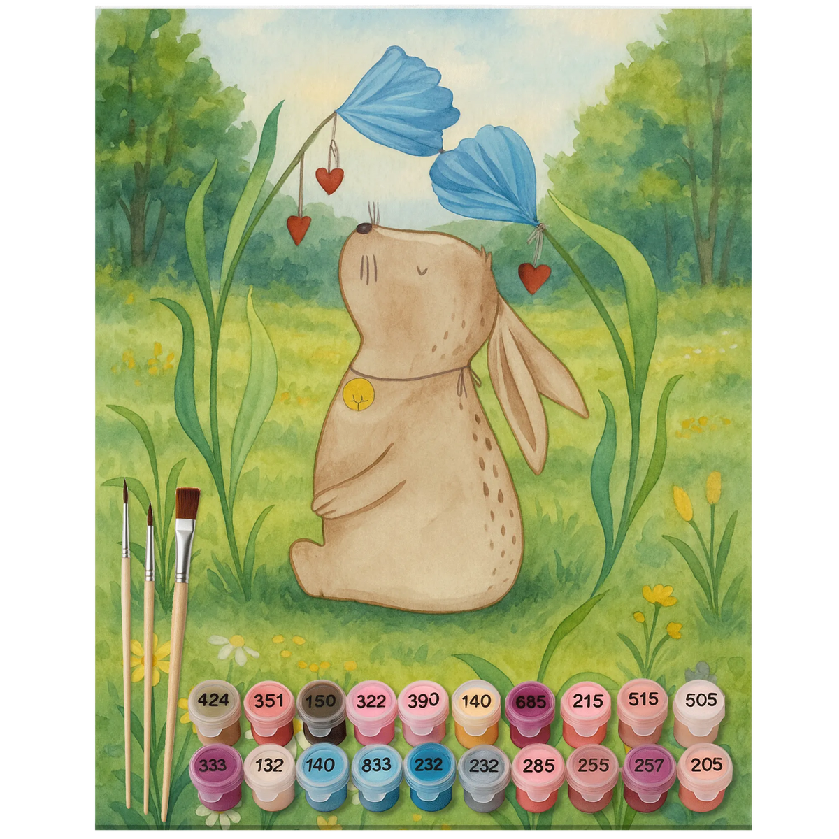 Paint by Numbers Hare flower Design Easter bunny, birthday, hope, first child, child's birthday, rabbit, christening gift, Bunny, child, pregnancy, birth, baptism