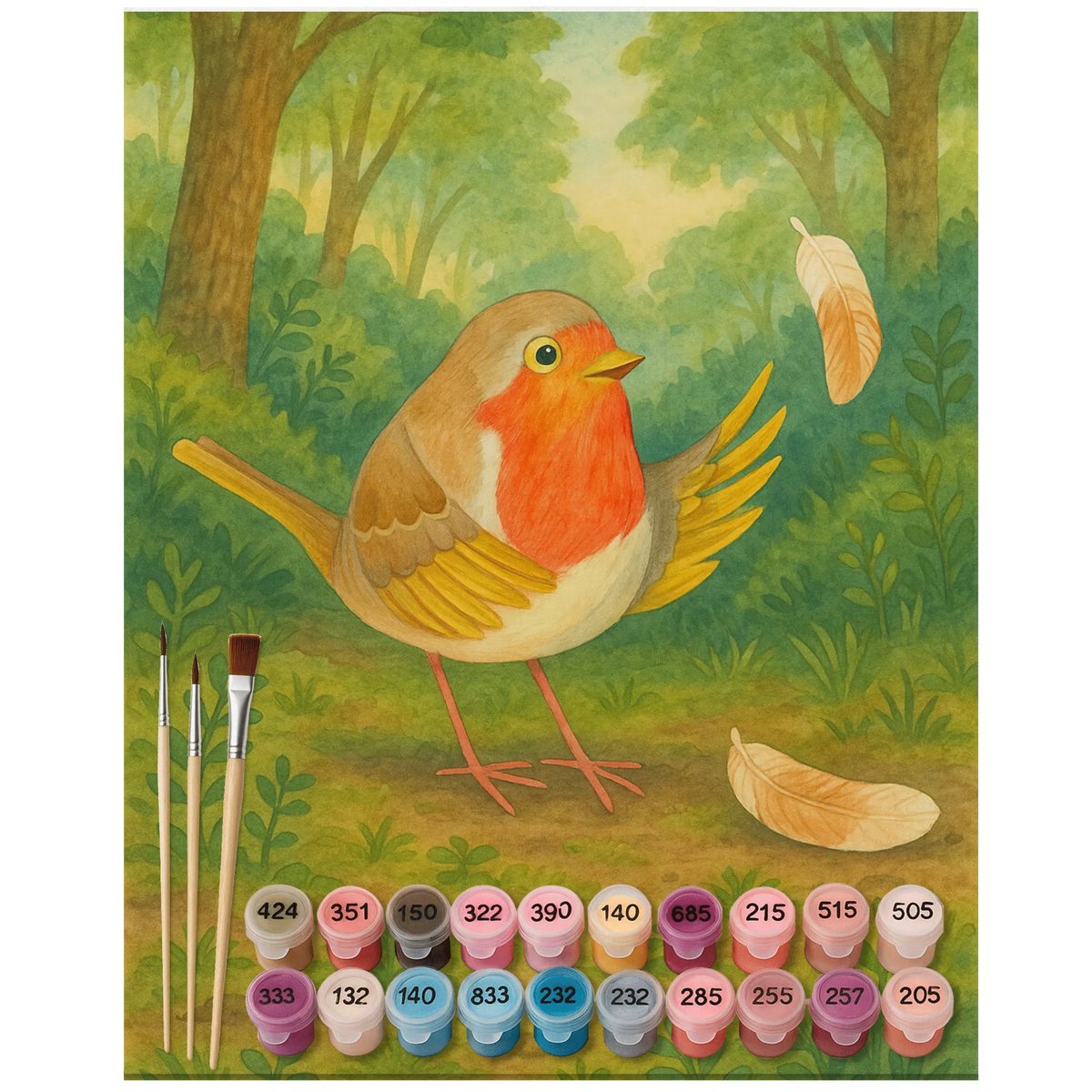 Paint by Numbers robin feathers Design card, gift ideas, gifts, small animals, cute, cute animal motives, hand drawn, funny sayings, good mood, special gifts, animal lover, motivation pictures, slogan courage, robin, bird, slogan motivation, flying, motivation slogans