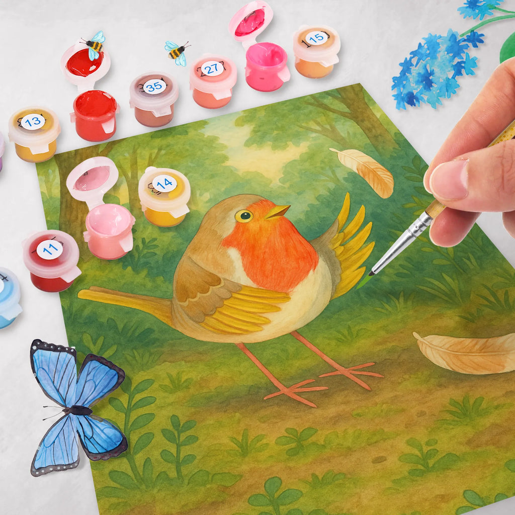 Malen nach Zahlen Rotkehlchen Federn Design Malen, Malen nach Zahlen, Künstler, Kreativität, Bastelidee, Kunstwerk, Baseln, Ausmalbild, DIY, Tiermotive, Gute Laune, lustige Sprüche, Tiere, Vogel, Spruch Mut, Spruch Motivation, Rotkehlchen, What if i fall, Motivationsbilder, fliegen, Motivation Sprüche