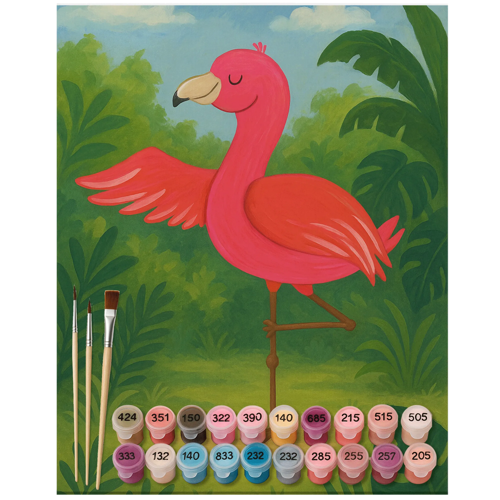 Malen nach Zahlen Flamingo Yoga Design Kunstwerk, Malen nach Zahlen, Ausmalbild, Flamingo, Yoga, Tiefenentspannung, Ärger, Vogel, Namaste, Yoga-Übung, Entspannung, Achtsamkeit, Aufregen