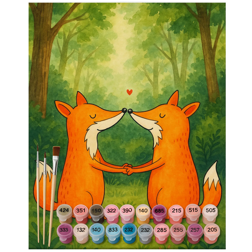 Malen nach Zahlen Füchse Liebe Design Ausmalbild, Kunstwerk, DIY, Malen nach Zahlen, Künstler, Malen, Baseln, Kreativität, Bastelidee, Fuchs, Paar, Freundin, Fox, Ehe, Liebespaar, Ehemann, Verlobte, Füchse, Partner, Freund, Liebesbeweis, Liebe, Ehefrau
