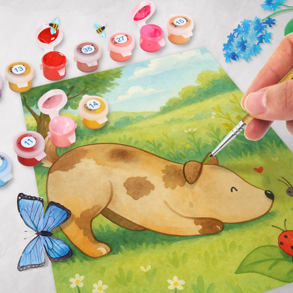 Paint by Numbers Dog ladybug Design Bastelidee, Kunstwerk, Ausmalbild, DIY, Malen, Malen nach Zahlen, Künstler, Baseln, Kreativität, Hund, Hundemotiv, Haustier, Hunderasse, Tierliebhaber, Hundebesitzer, Sprüche, Mischlinghund, Marienkäfer, Hundespruch, Mischling, Hunde