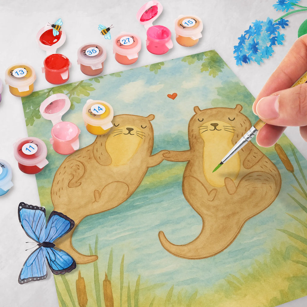 Paint by Numbers otter holding hands Design Malen nach Zahlen, DIY, Baseln, Kreativität, Kunstwerk, Bastelidee, Ausmalbild, Künstler, Malen, Otter, Fischotter, Seeotter, Otter Seeotter See Otter
