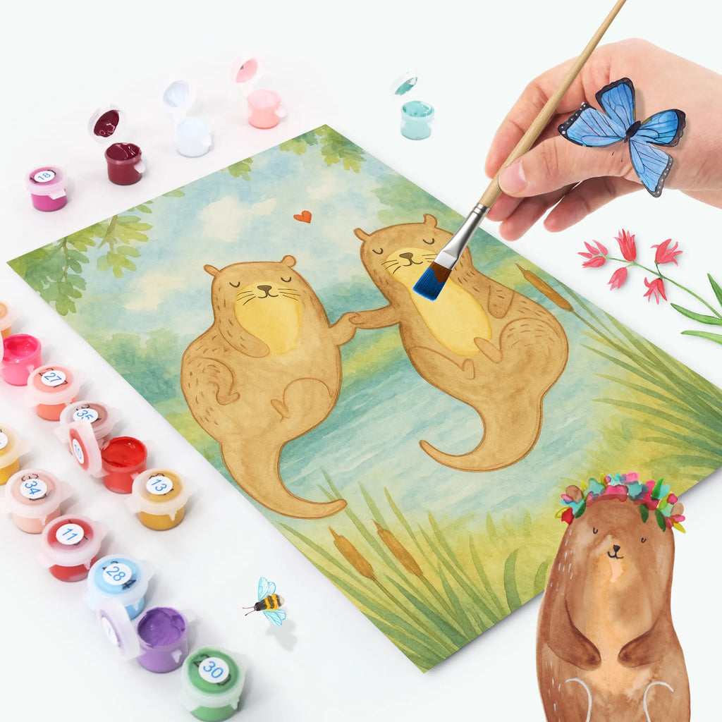 Paint by Numbers otter holding hands Design Malen nach Zahlen, DIY, Baseln, Kreativität, Kunstwerk, Bastelidee, Ausmalbild, Künstler, Malen, Otter, Fischotter, Seeotter, Otter Seeotter See Otter