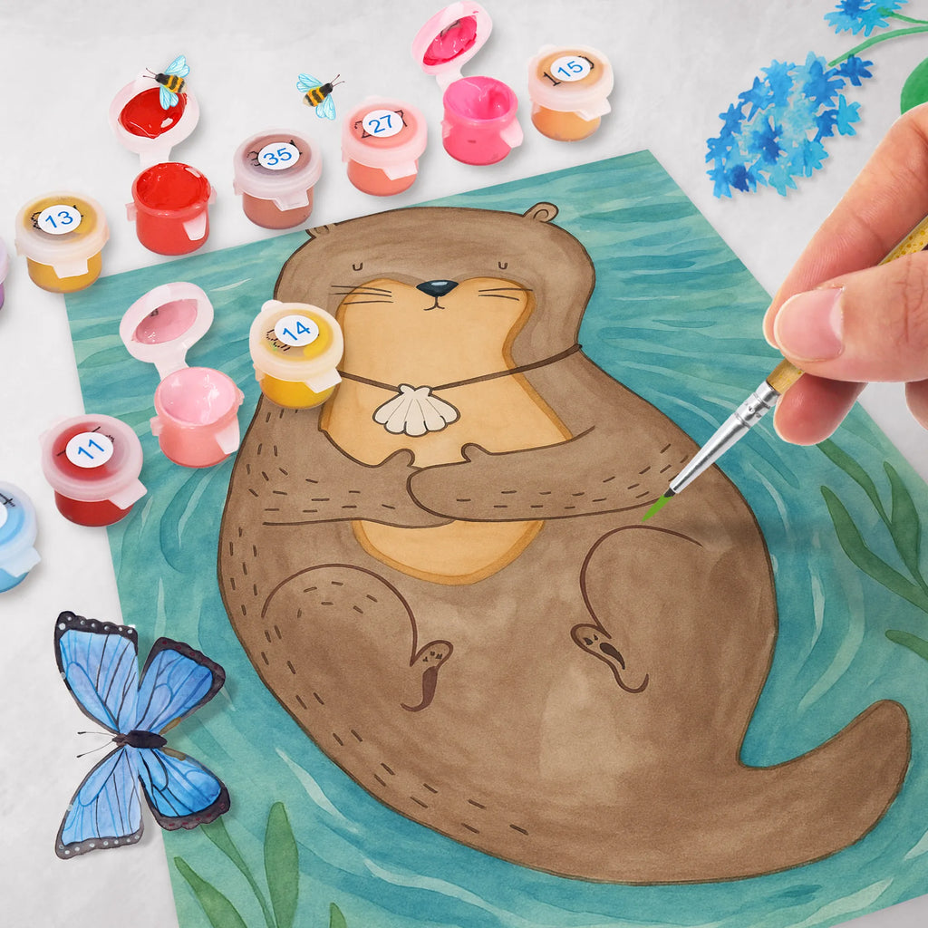 Malen nach Zahlen Otter Muschel Design Malen nach Zahlen, Ausmalbild, Kunstwerk, Otter, Fischotter, Seeotter, Otterliebe, Motivation, grübeln, Tagträumen, Büro, träumen