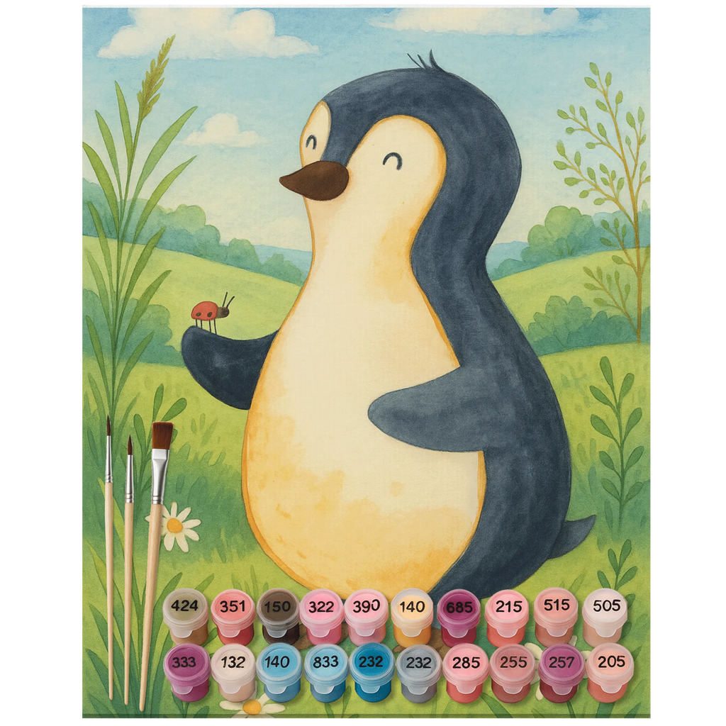Malen nach Zahlen Pinguin Marienkäfer Design DIY, Baseln, Künstler, Malen, Kreativität, Ausmalbild, Malen nach Zahlen, Kunstwerk, Bastelidee, Pinguin, Wunder, Liebe, Freude, Marienkäfer, Glück, Pinguine, Lebensfreude