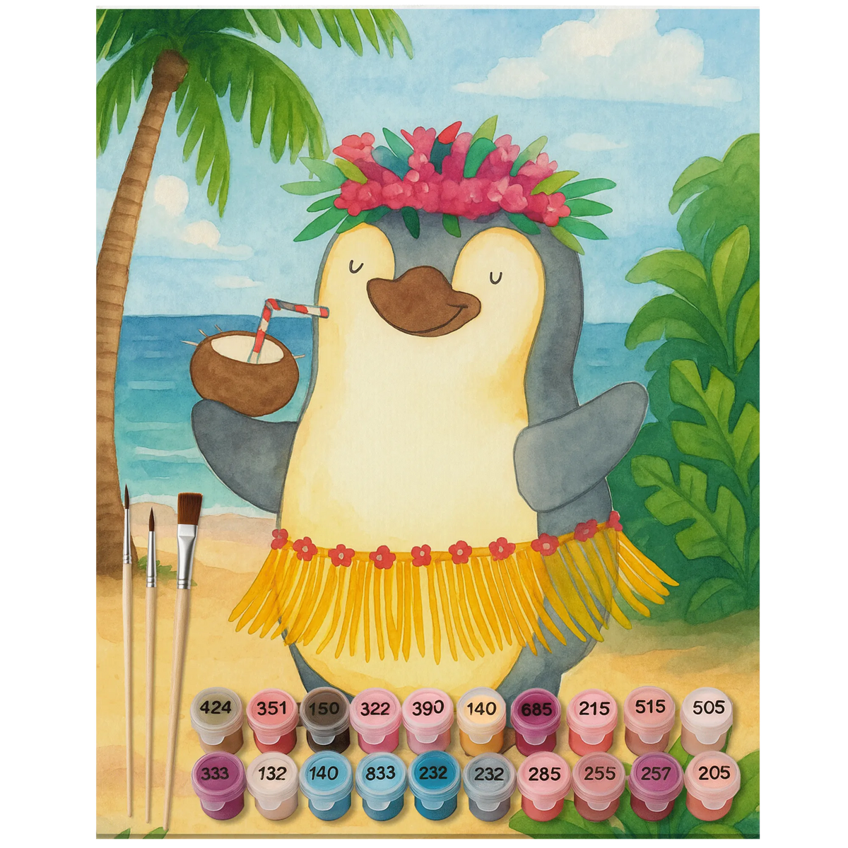 Malen nach Zahlen Pinguin Kokosnuss Design leinwand malerei, acryl malset, Zahlenbild, kreativ set, malerei nach zahlen, Malen nach Zahlen Bild, malen nach zahlen set, diy set, Malen nach Zahlen, malen mit zahlen, Acryl Malen nach Zahlen, malset, DIY Malen nach Zahlen, leinwand malset, acrylmalerei set, Malen nach Zahlen Leinwand, Pinguin, Hawaii, Aloha, Kokosnuss, Urlaub, Pinguine