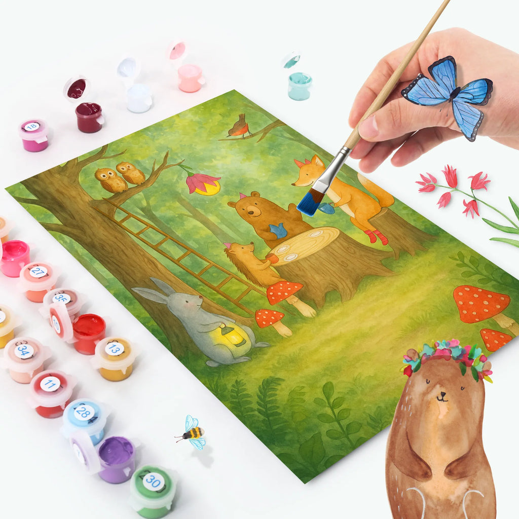 Paint by Numbers forest animals picnic Design Ausmalbild, Künstler, Kunstwerk, Kreativität, Bastelidee, DIY, Baseln, Malen, Malen nach Zahlen, Tiermotive, Gute Laune, lustige Sprüche, Tiere, Wald, Igel, Picknick, Eichhörnchen, Hase, Maus, Fuchs, Waldtiere