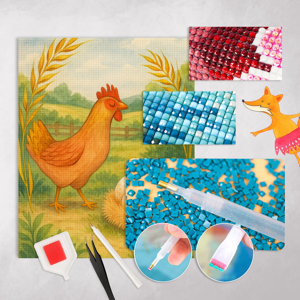 Diamond Painting Chicken Proud Design farm, farm animals, animals, eggs, cock, yard, magic, chicken, birth, pregnancy, saying, country life, motivation, hen