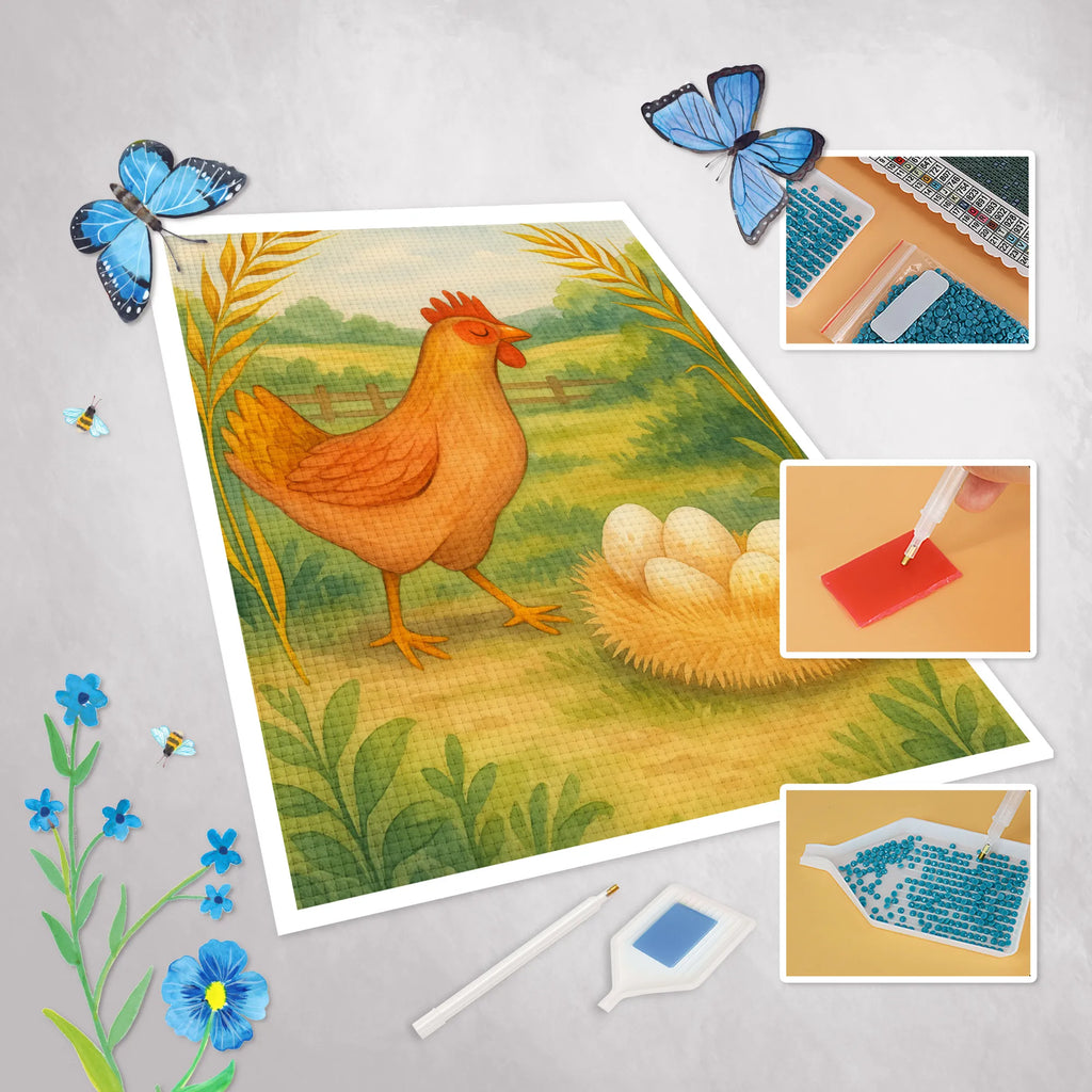 Diamond Painting Chicken Proud Design farm, farm animals, animals, eggs, cock, yard, magic, chicken, birth, pregnancy, saying, country life, motivation, hen