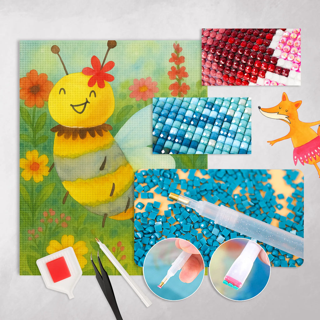 Diamond Painting Biene Blume Design DIY, Kristallbild, Kreativität, Diamond Painting, Biene, Wespe, Hummel