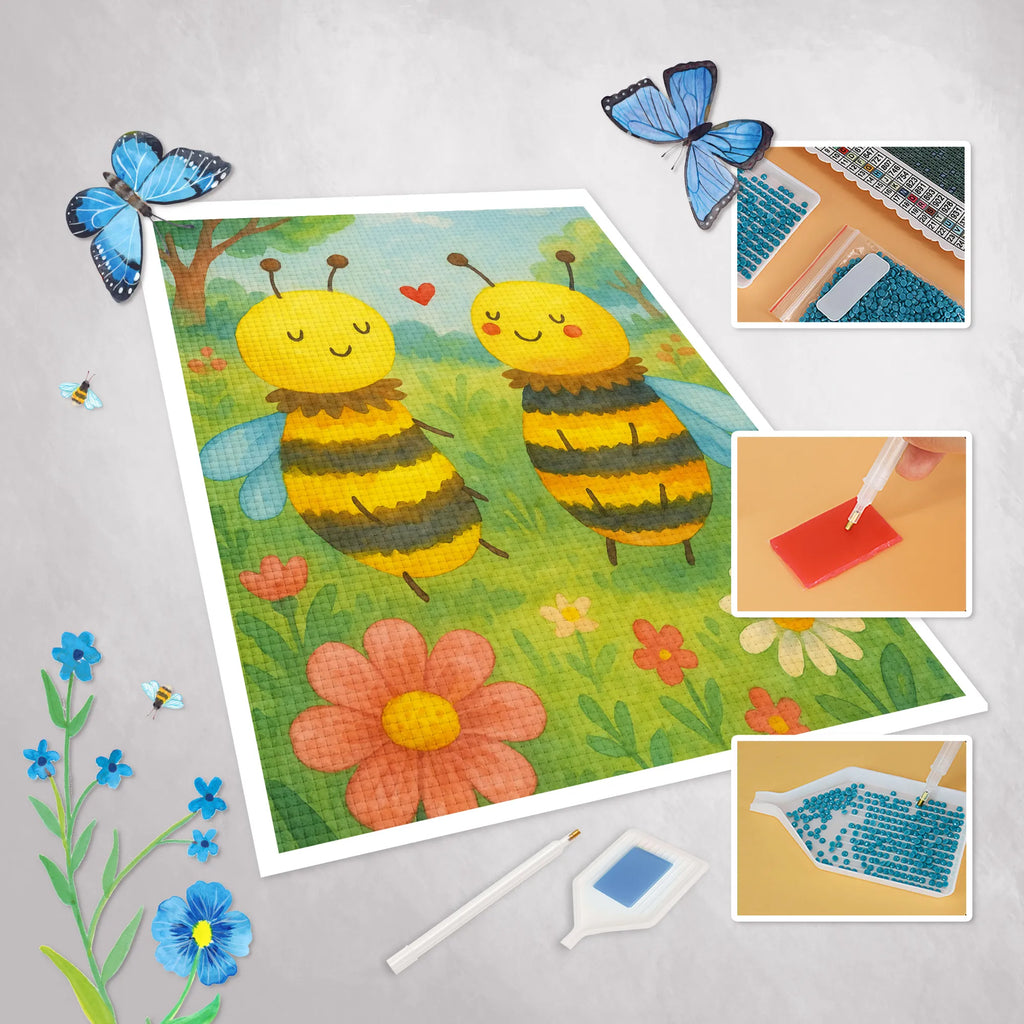Diamond Painting bee In love Design Bee, wasp, bumblebee