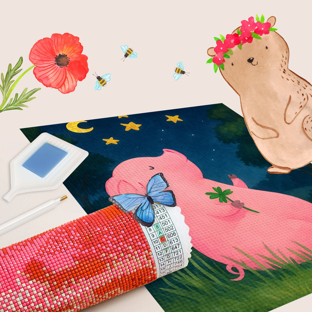 Diamond Painting Pig Luck Design small animals, cute, funny, cute animal motives, hand drawn, small world, funny sayings, good mood, happy, gifts, gift ideas, special gifts, animal lover, card, stars, piglet, motivation, dreams, goals, pig, Lucky bastard. Luck, lucky charm, asterisks