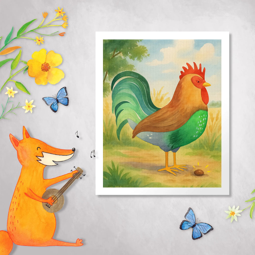 Diamond Painting Hahn Korn Design DIY, Kreativität, Kristallbild, Diamond Painting, Bauernhof, Hoftiere, Landwirt, Landwirtin, Henne, Eier, Natur, Korn, Hahn