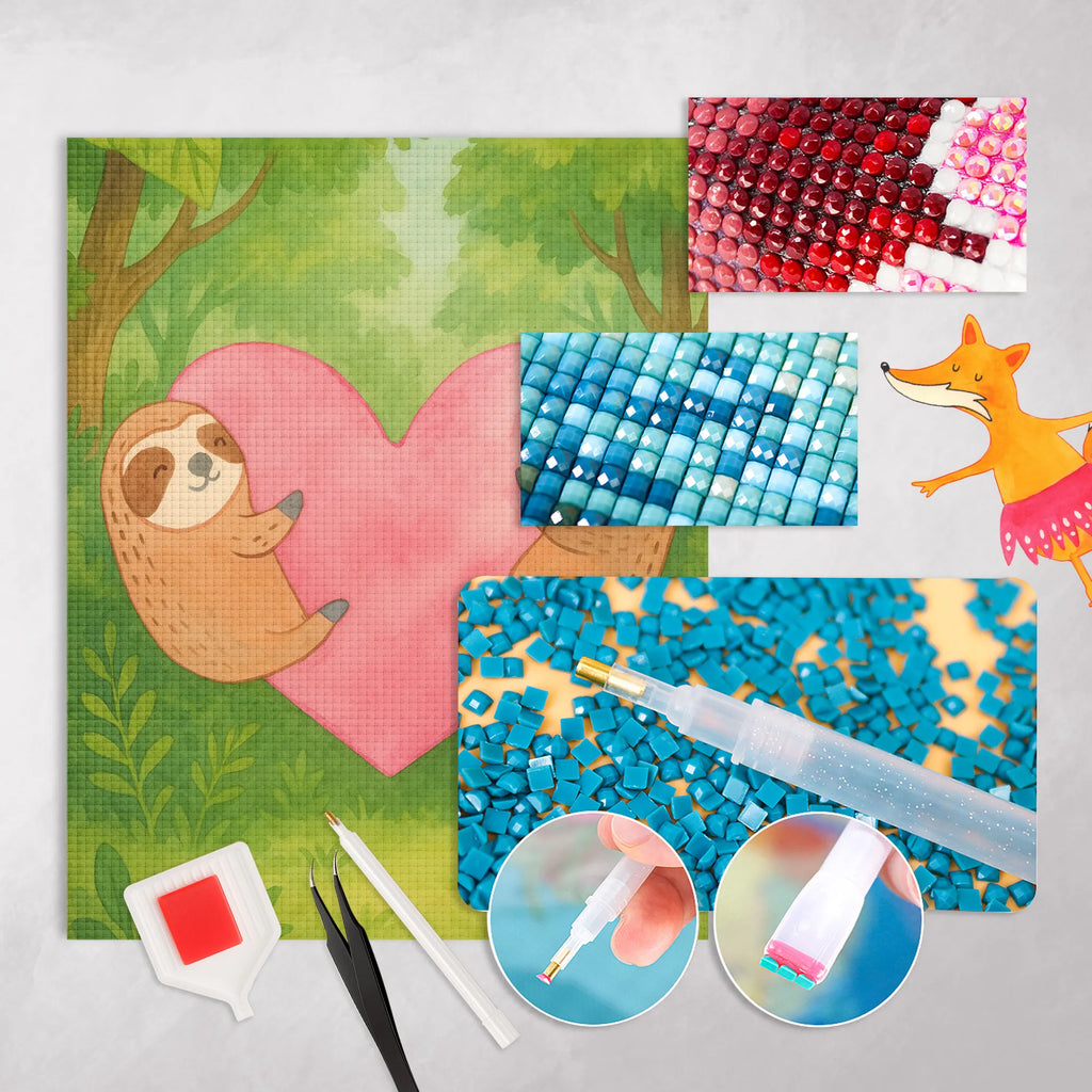 Diamond Painting Faultiere Herz Design Diamond Painting, Kreativität, DIY, Kristallbild, Liebe, Partner, Freund, Freundin, Ehemann, Ehefrau, Heiraten, Verlobung, Heiratsantrag, Liebesgeschenk, Jahrestag, Hocheitstag, Geschenk für Frauen, Geschenk für Freundin, Valentinstag, Mitbringsel, Liebesbeweis, Hochzeitstag, für Ehemann, Geschenk für Partner, für Männer