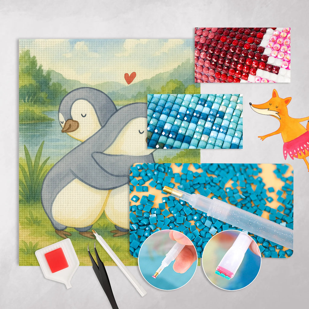 Diamond Painting Pinguine Kuscheln Design DIY, Diamond Painting, Kreativität, Kristallbild, Liebe, Partner, Freund, Freundin, Ehemann, Ehefrau, Heiraten, Verlobung, Heiratsantrag, Liebesgeschenk, Jahrestag, Hocheitstag, Valentinstag, Mitbringsel, für Ehemann, für Männer, Geschenk für Partner, Liebesbeweis, Geschenk für Frauen, Geschenk für Freundin, Hochzeitstag