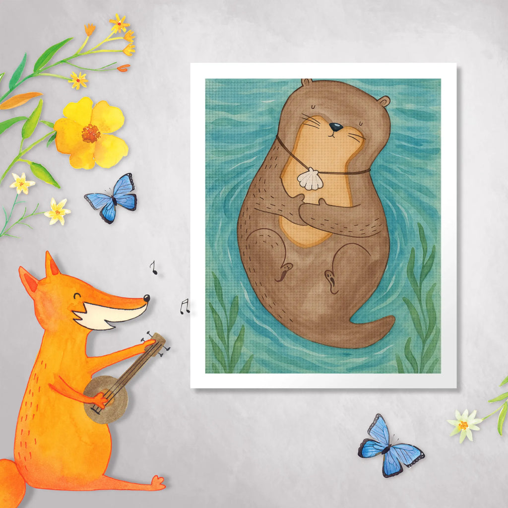 Diamond Painting Otter Muschel Design Diamond Painting, Kristallbild, DIY, Kreativität, Otter, Fischotter, Seeotter, grübeln, Büro, Otterliebe, träumen, Motivation, Tagträumen