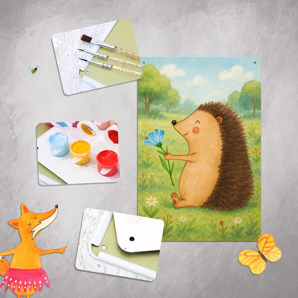 Malen nach Zahlen Metallschild Igel Blumen Design Bastelidee, Künstler, Ausmalbild, Kunstwerk, Malen nach Zahlen, Kreativität, Baseln, DIY, Malen, Tiermotive, Gute Laune, lustige Sprüche, Tiere, Krankenhaus, Genesungswünsche, Igel, Gute Besserung, krank, Besuch, Krankheit