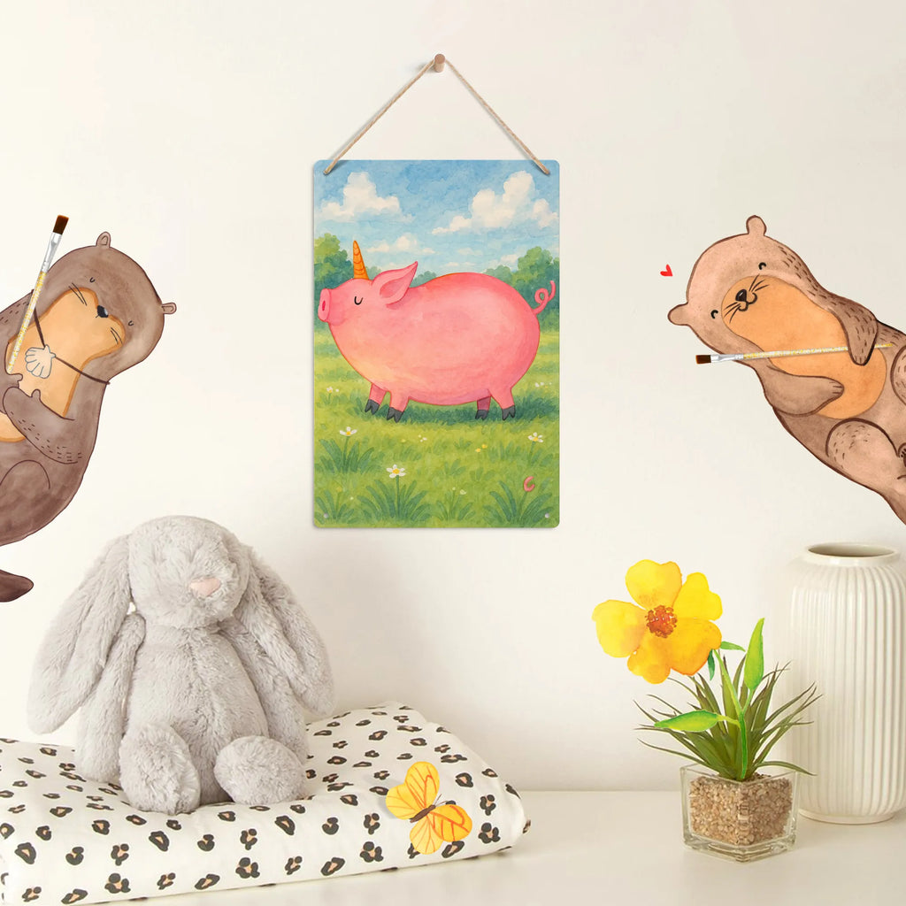 Metalowy szyld do malowania po numerach jednorożec świnia Design Jednorożec, jednorożce, dekoracje jednorożca, jednorożec