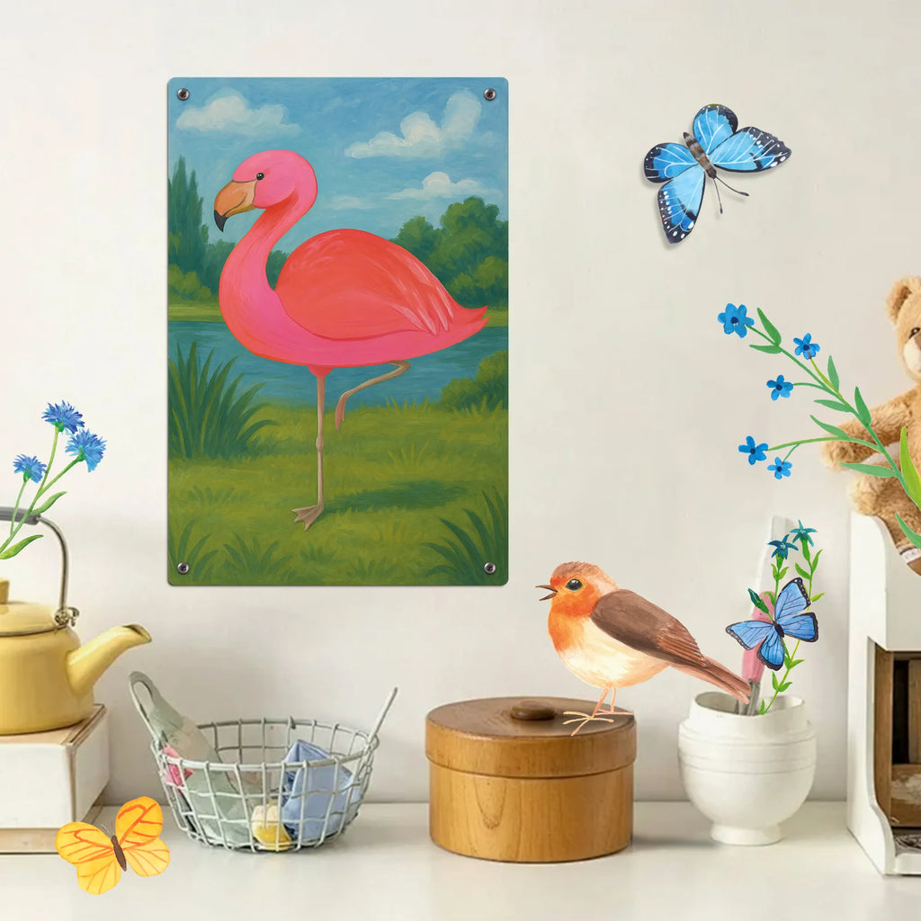 Metalowy szyld do malowania po numerach Flamingo Klasyczny Design Flamingo