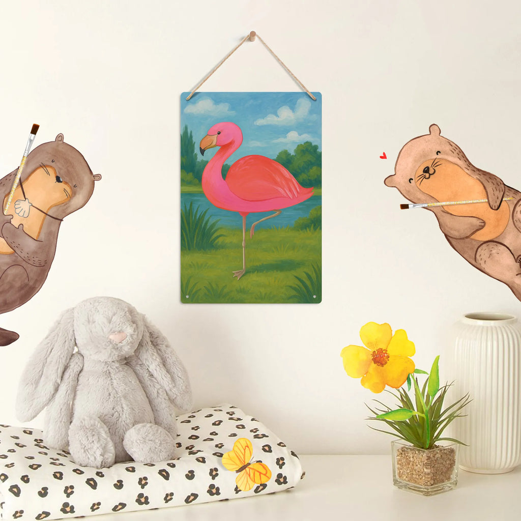 Metalowy szyld do malowania po numerach Flamingo Klasyczny Design Flamingo