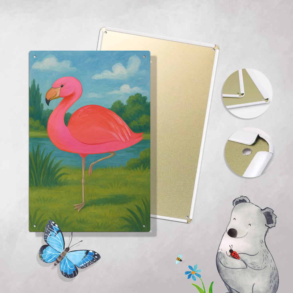 Metalowy szyld do malowania po numerach Flamingo Klasyczny Design Flamingo
