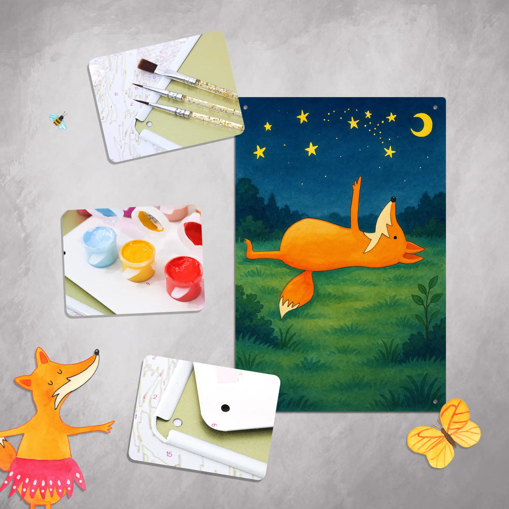 Metalowy szyld do malowania po numerach lis Gwiazdy Design Lis