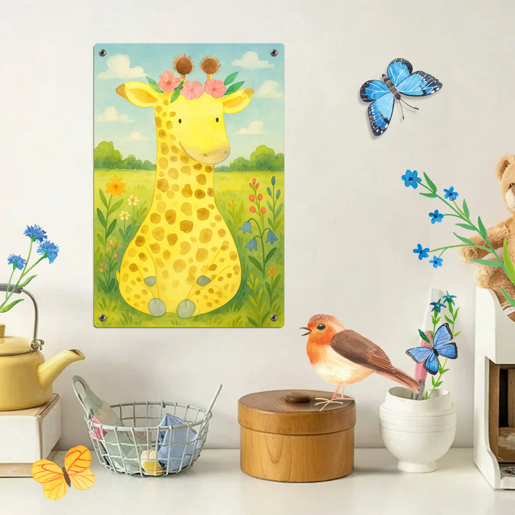 Metalowy szyld do malowania po numerach żyrafa Wieniec kwiatów Design Afryka, dzikie zwierzęta