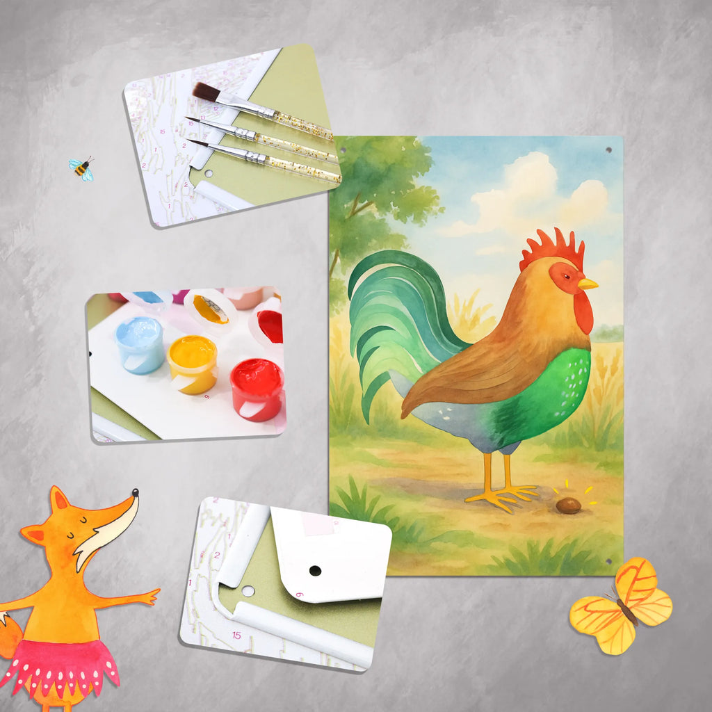 Metalowy szyld do malowania po numerach kogut ziarno Design Gospodarstwo, zwierzęta gospodarskie, rolnik, rolniczka