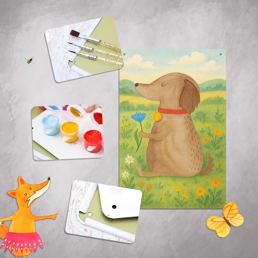 Metalowy szyld do malowania po numerach pies kwiat Design Pies, motyw psa, zwierzę domowe, rasa psa, miłośnik zwierząt, właściciel psa, powiedzenia