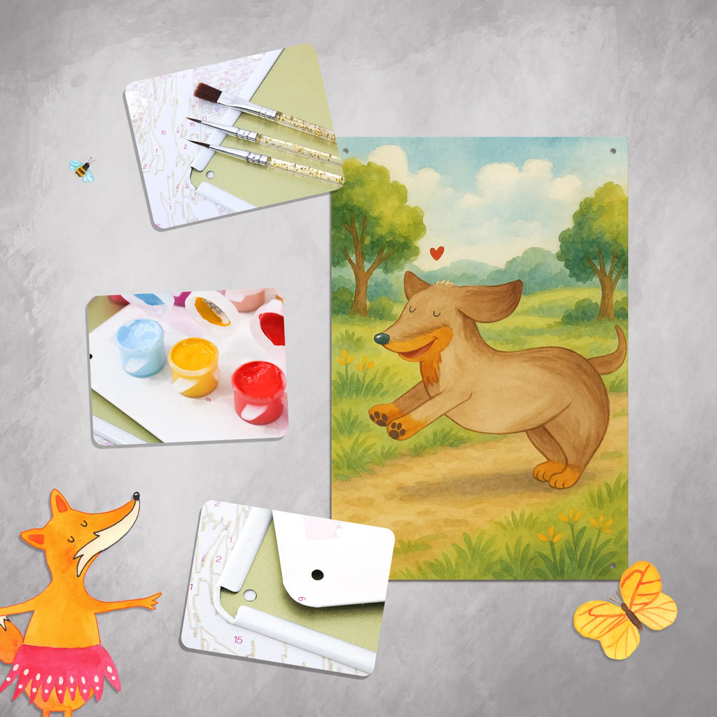 Malen nach Zahlen Metallschild Hund Dackel Design Kreativität, DIY, Malen nach Zahlen, Ausmalbild, Bastelidee, Baseln, Künstler, Malen, Kunstwerk, Hund, Hundemotiv, Haustier, Hunderasse, Tierliebhaber, Hundebesitzer, Sprüche, Dachshund, happy dog, Dackel, Hunde