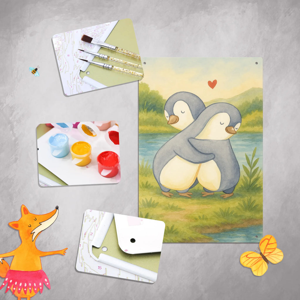 Paint by Numbers Metal Sign penguins Cuddle Design Love, Loving, Two, Together, Marriage, Engagement, Proposal of marriage, Love gift, gift for her, gift for him, anniversary gift, Valentine&#39;s Day Gift for Women Love Gift Anniversary Wedding Anniversary Party Favor Gift for Girlfriend Gift for Partner Boyfriend Gift Token of Love for Men for Husband