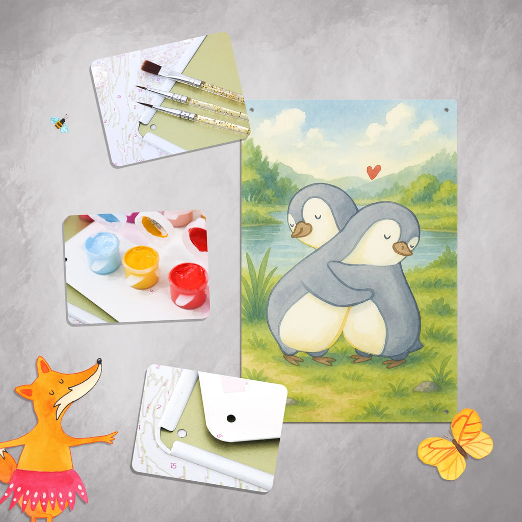 Paint by Numbers Metal Sign penguins Cuddle Design Love, Loving, Two, Together, Marriage, Engagement, Proposal of marriage, Love gift, gift for her, gift for him, anniversary gift, Valentine&#39;s Day Gift for Women Love Gift Anniversary Wedding Anniversary Party Favor Gift for Girlfriend Gift for Partner Boyfriend Gift Token of Love for Men for Husband