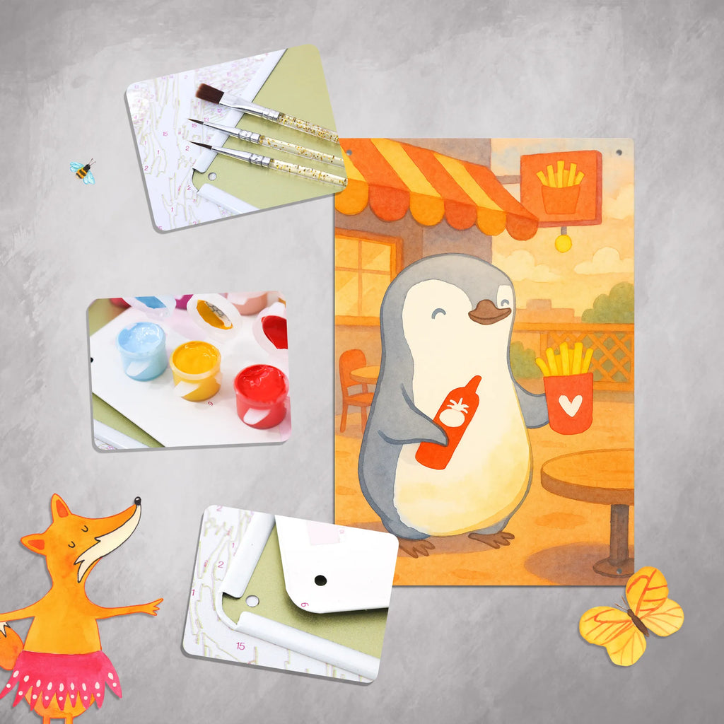 Paint by Numbers Metal Sign penguin French fries Design Love, Loving, Two, Together, Marriage, Engagement, Proposal of marriage, Love gift, gift for her, gift for him, anniversary gift, Valentine&#39;s Day Gift for Women Love Gift Anniversary Wedding Anniversary Party Favor Gift for Girlfriend Gift for Partner Boyfriend Gift Token of Love for Men for Husband