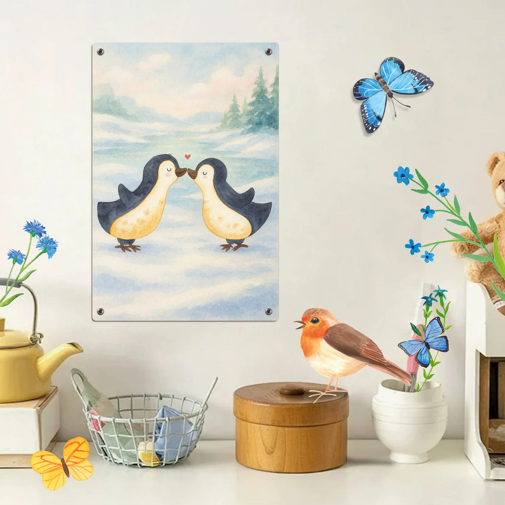 Metalowy szyld do malowania po numerach Pingwin Miłość Design Miłość, partner, przyjaciel, przyjaciółka, mąż, żona, wesele, zaręczyny, prośba o rękę, prezent miłosny, rocznica, dzień ślubu