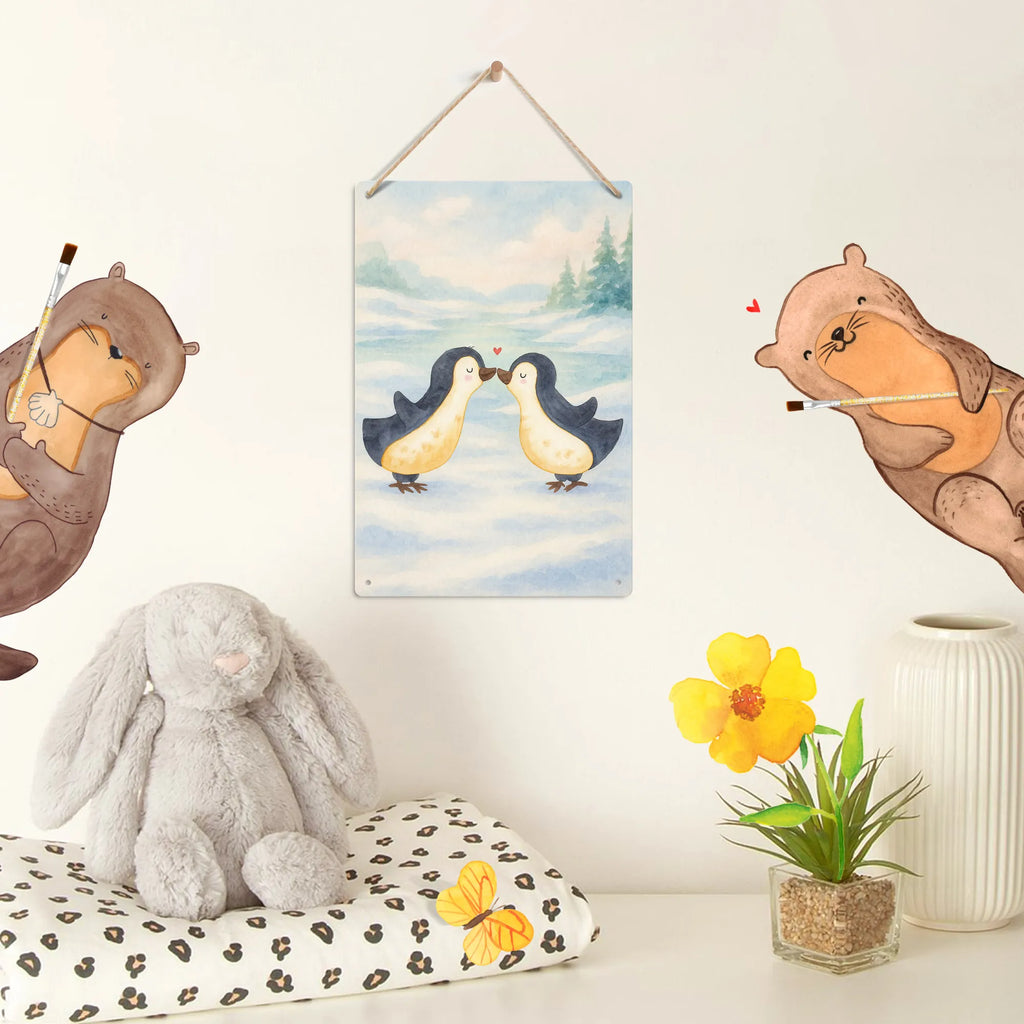 Metalowy szyld do malowania po numerach Pingwin Miłość Design Miłość, partner, przyjaciel, przyjaciółka, mąż, żona, wesele, zaręczyny, prośba o rękę, prezent miłosny, rocznica, dzień ślubu