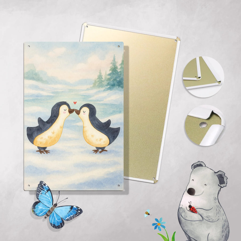 Metalowy szyld do malowania po numerach Pingwin Miłość Design Miłość, partner, przyjaciel, przyjaciółka, mąż, żona, wesele, zaręczyny, prośba o rękę, prezent miłosny, rocznica, dzień ślubu