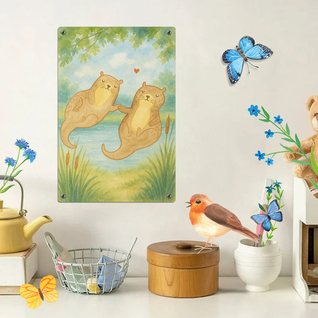 Paint by Numbers Metal Sign otter holding hands Design otter, marten, sea otter, European otter, water mammal, aquatic animal, baby otter, predator, water, otter gifts, animal lover, gift ideas for animal lovers, animal, mammal, water animal, gifts for people in love, Otter Sea Otter Lake Otter