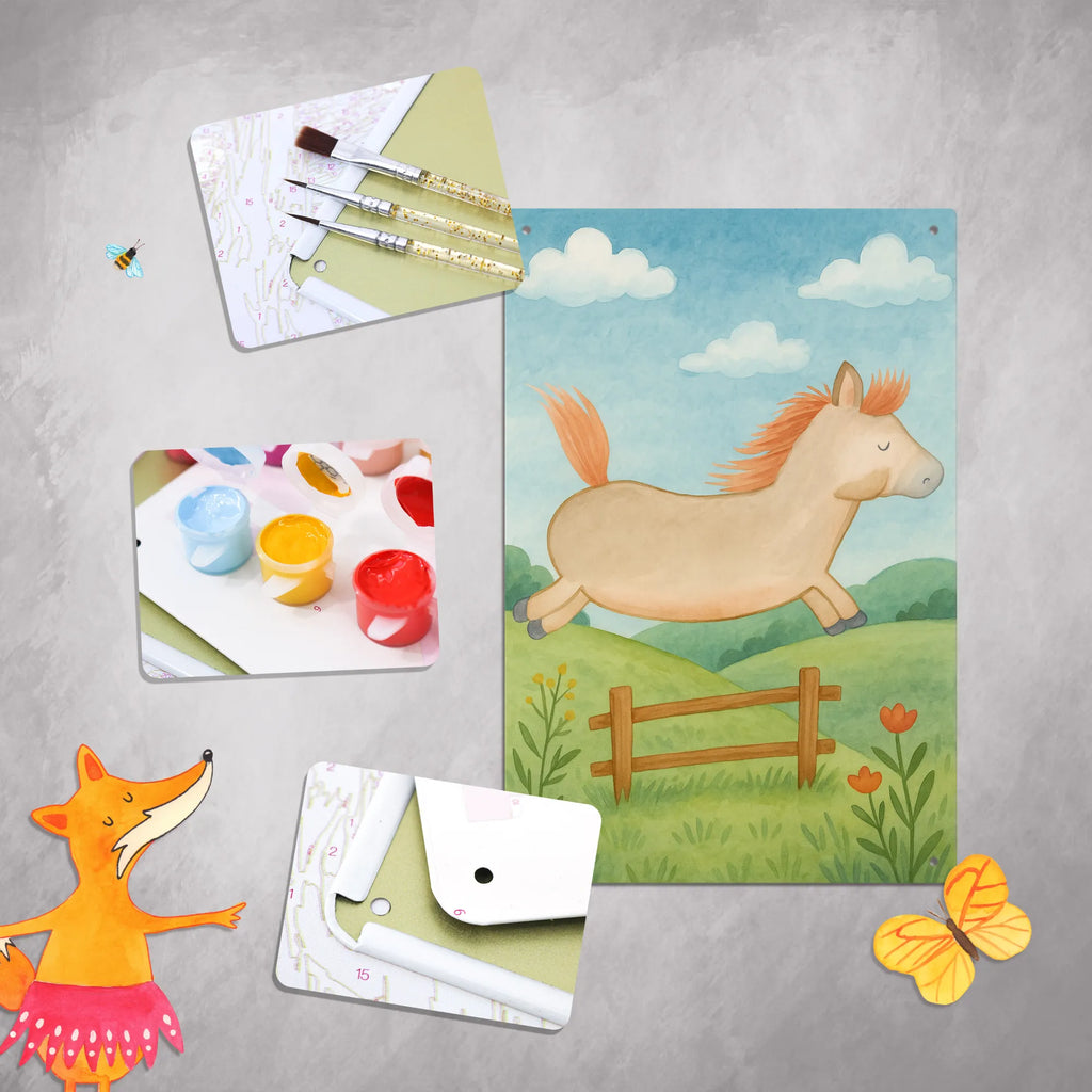 Metalowy szyld do malowania po numerach koń skakać Design Gospodarstwo, zwierzęta gospodarskie, rolnik, rolniczka