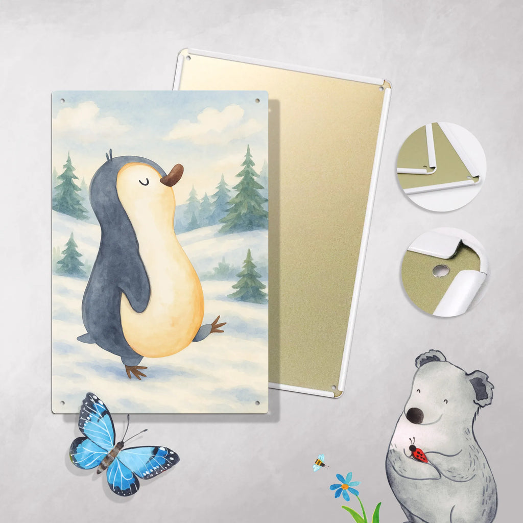 Metalowy szyld do malowania po numerach Pingwin maszerować Design Pinguin