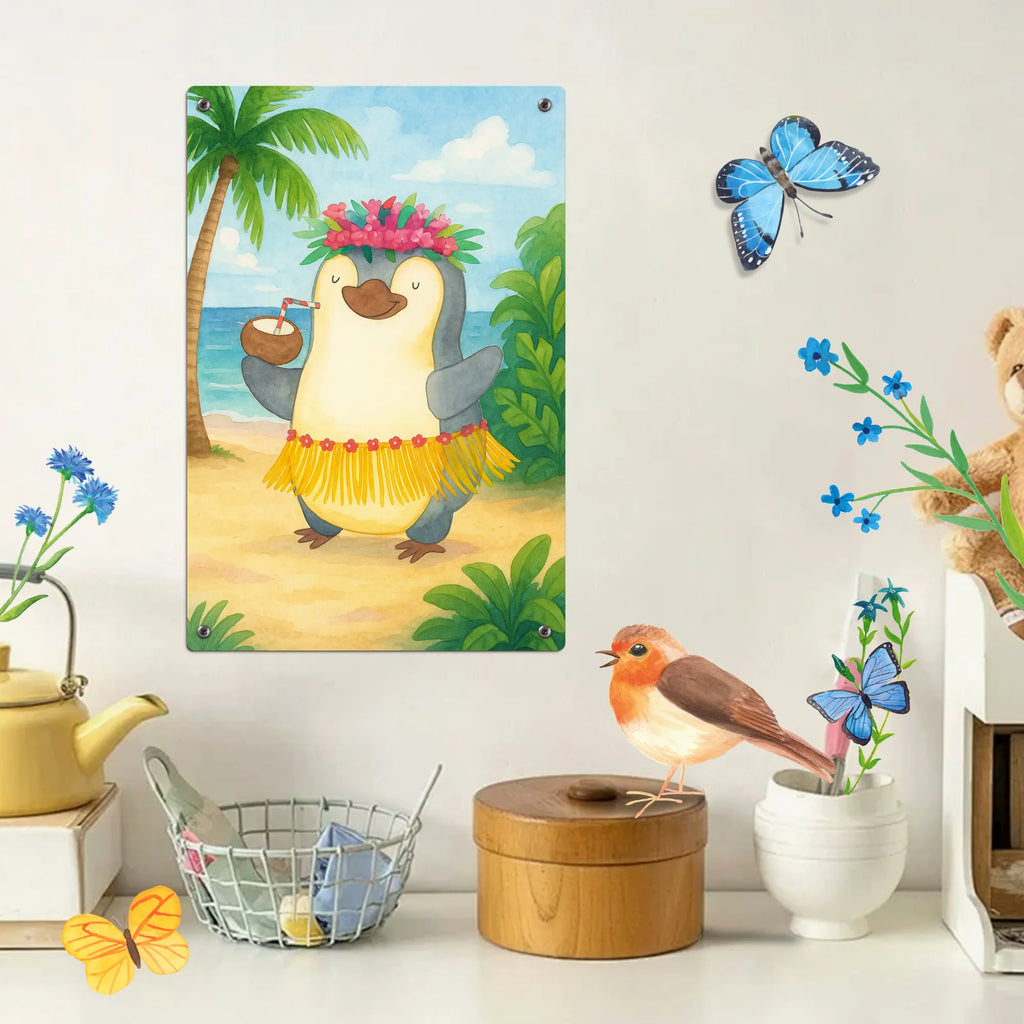 Metalowy szyld do malowania po numerach Pingwin z Kokosem Design Pinguin