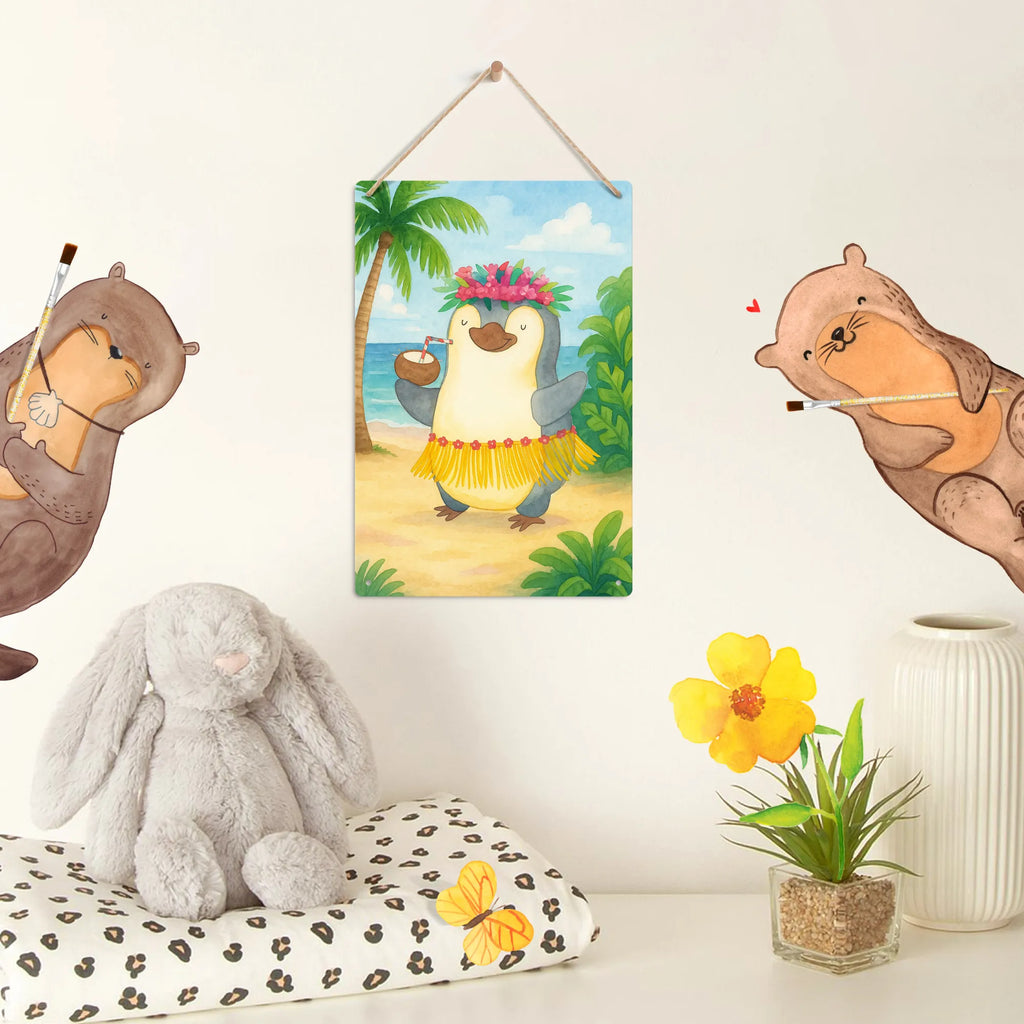 Metalowy szyld do malowania po numerach Pingwin z Kokosem Design Pinguin