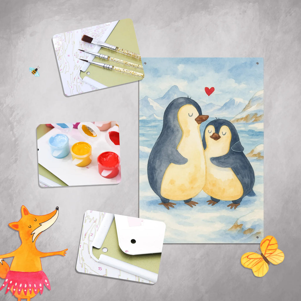 Paint by Numbers Metal Sign Penguin embrace Design Penguin, North Pole, Winter, Penguins, anniversary, wedding, lovers, love, engagement, love gift, proof of love, wedding day, penguin, wedding gift