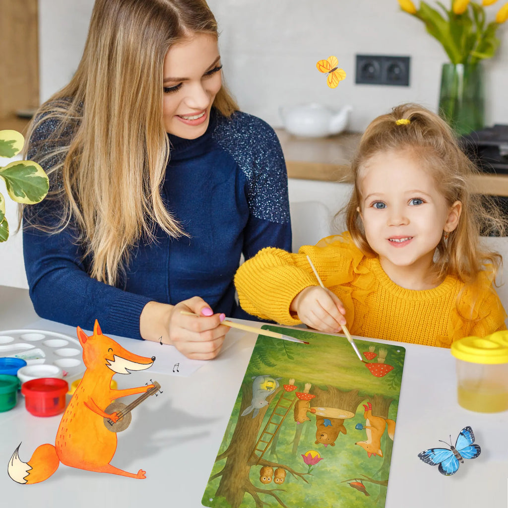 Paint by Numbers Metal Sign forest animals picnic Design small animals, cute, funny, cute animal motives, hand drawn, small world, funny sayings, good mood, happy, gifts, gift ideas, special gifts, animal lover, card, forest animals, hare, mouse, picnic, hedgehog, squirrel, forest, fox