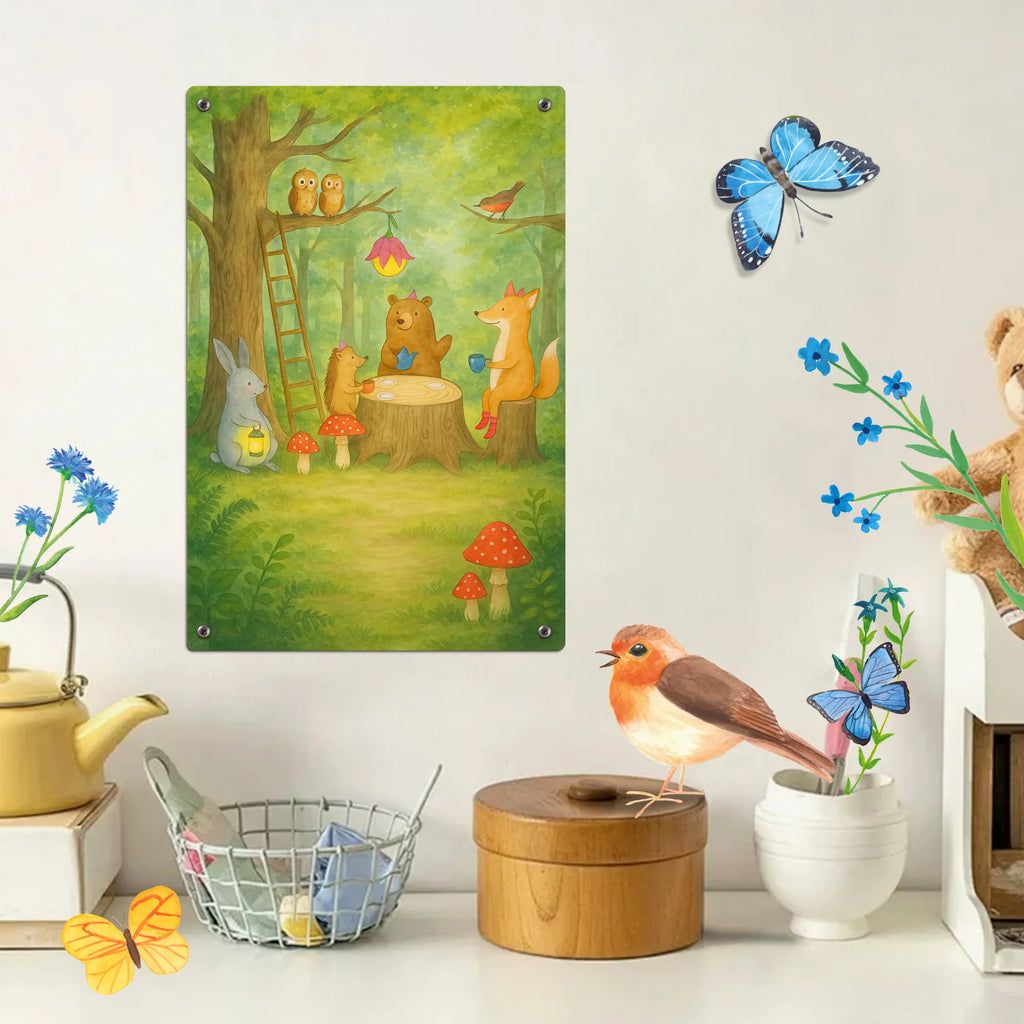 Paint by Numbers Metal Sign forest animals picnic Design small animals, cute, funny, cute animal motives, hand drawn, small world, funny sayings, good mood, happy, gifts, gift ideas, special gifts, animal lover, card, forest animals, hare, mouse, picnic, hedgehog, squirrel, forest, fox