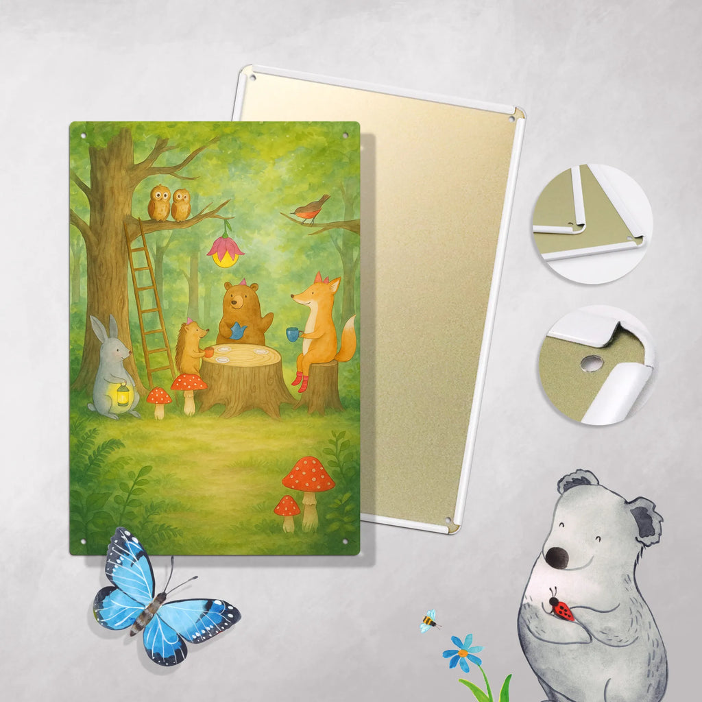 Paint by Numbers Metal Sign forest animals picnic Design small animals, cute, funny, cute animal motives, hand drawn, small world, funny sayings, good mood, happy, gifts, gift ideas, special gifts, animal lover, card, forest animals, hare, mouse, picnic, hedgehog, squirrel, forest, fox