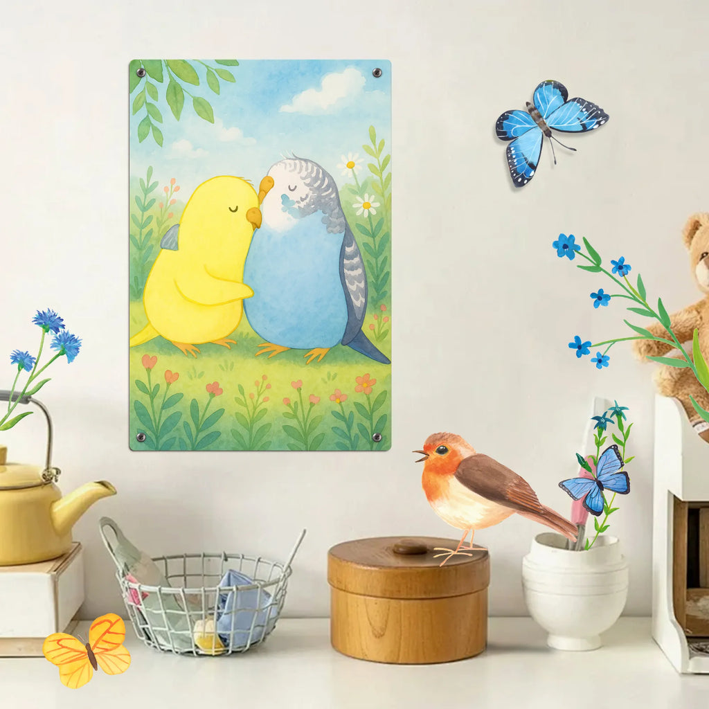 Metalowy szyld do malowania po numerach Miłość papużki falistej Design Miłość, partner, przyjaciel, przyjaciółka, mąż, żona, wesele, zaręczyny, prośba o rękę, prezent miłosny, rocznica, dzień ślubu