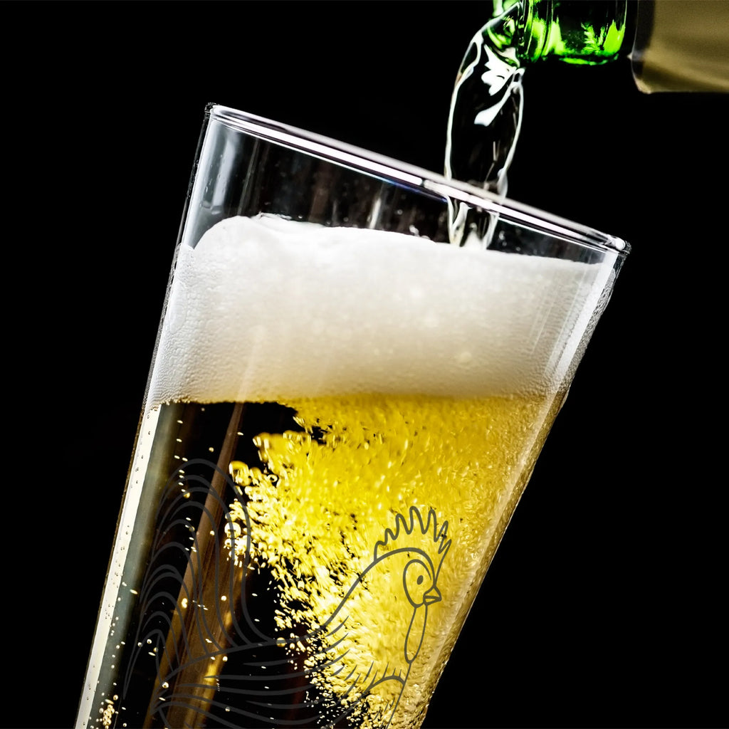 Personalized Beer Glass Faucet grain farm, farm animals, animals, cock, nature, hen, corn, eggs