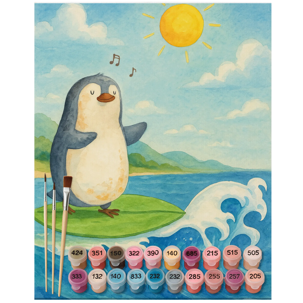 Paint by Numbers Penguin surfer Design Malen nach Zahlen, Acryl Malen nach Zahlen, malen nach zahlen set, acryl malset, kreativ set, malset, Malen nach Zahlen Bild, Malen nach Zahlen Leinwand, malen mit zahlen, acrylmalerei set, leinwand malset, DIY Malen nach Zahlen, malerei nach zahlen, leinwand malerei, diy set, Zahlenbild, Pinguin, Hawaii, Portugal, Wellen, Surfer, Urlaub, Pinguine, Surfen, Wellen Reiten
